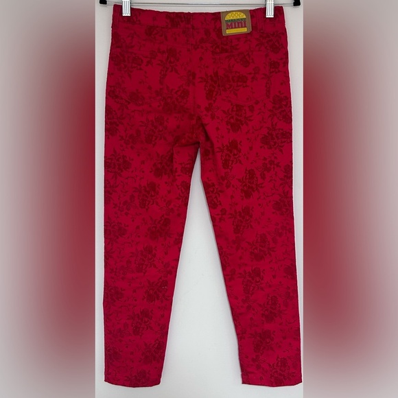 Mini Harajuku for Target Girls Red Pant Velvet Floral Jeans Size XL 14/16 - Picture 2 of 8